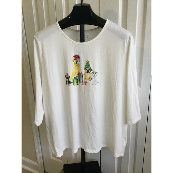 Coral Bay Christmas Puppy Tee Shirts 3 quarter sleeve lot of 2 - Picture 6 of 9